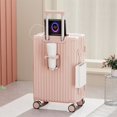 thumbnail image 1 of Valise de Voyage Mode avec Porte-Gobelet, Bagage à Roulettes, Chariot, Roue Universelle, Bagage Cabine, Valise d'Embarquement 20 Pouces Rose, 1 of 6