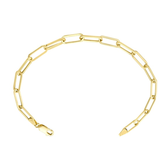 LoveBling 14k Yellow Gold 4mm Paper Clip Link Bracelet (7.5")