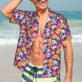 thumbnail image 5 of KLL Men's Hawaiian Shirt Short Sleeve Button Down Beach Shirts-Skull daisy flower, 5 of 5