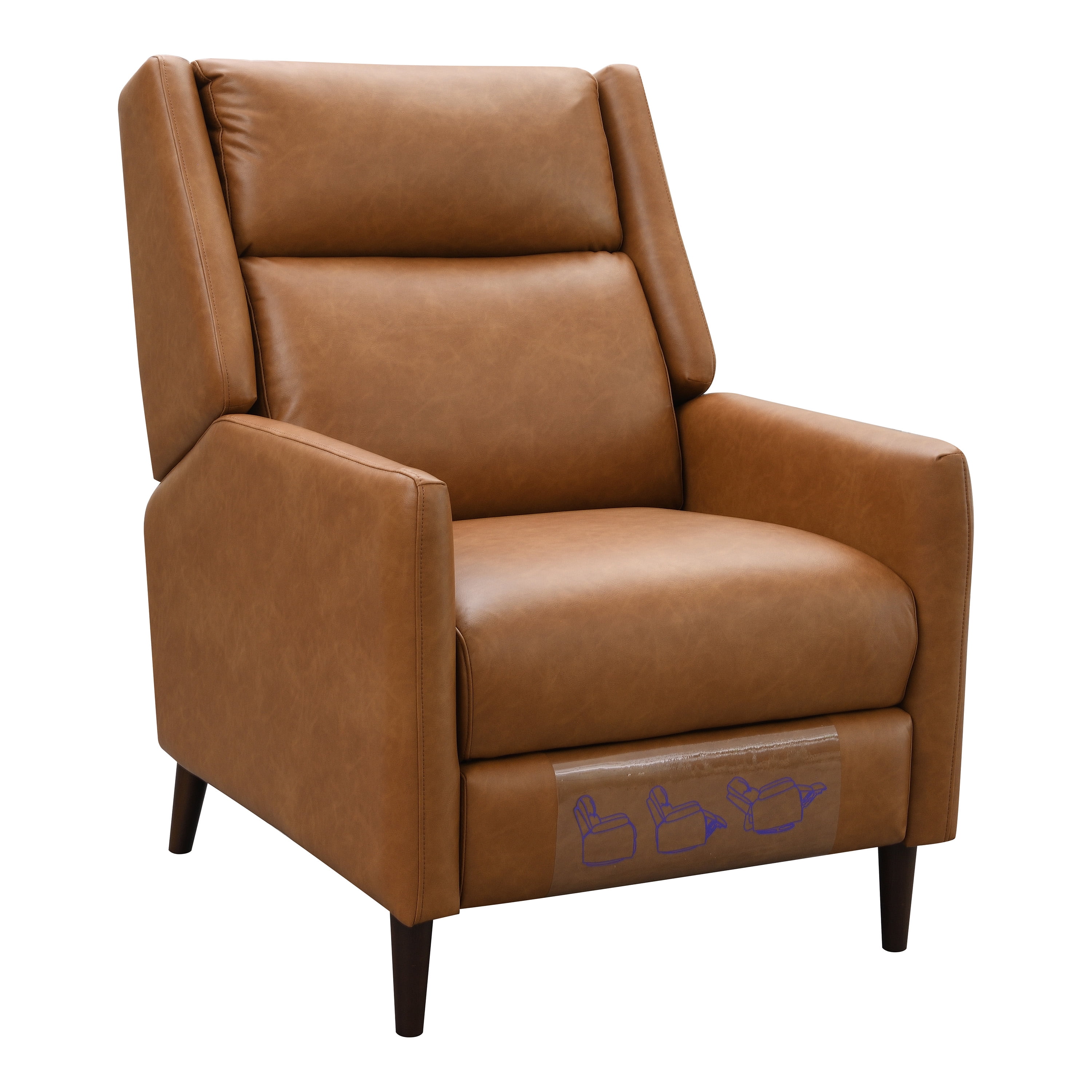 Furniture of America Bonny Modern Faux Leather Manual Push Back Recliner, Brown