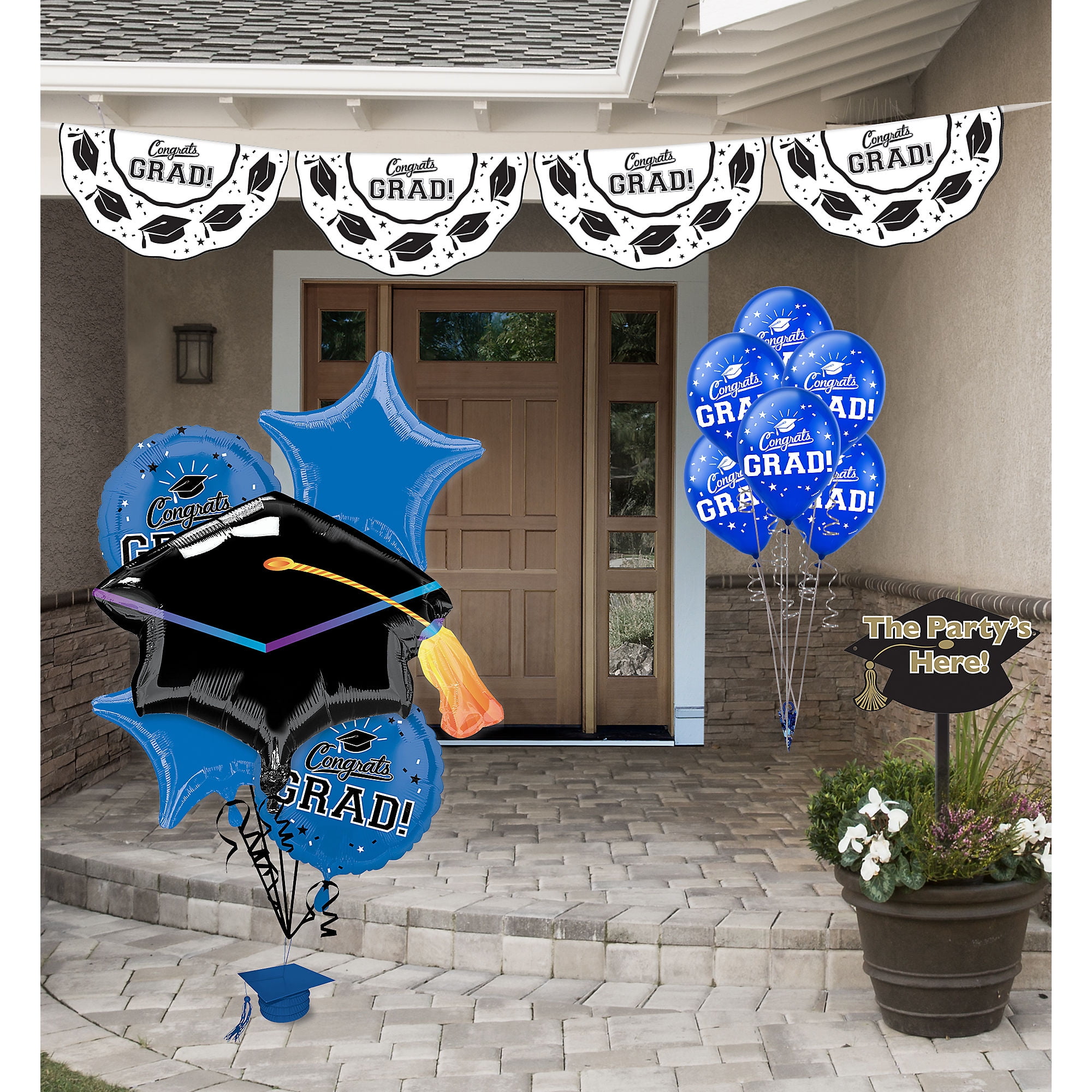 Party City Congrats Grad Graduation Outdoor Decorating Kit, Includes