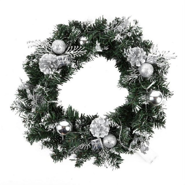 Christmas Wreath With Battery Powered LED Light String Front Door Hanging Garland Holiday Home Decorations
