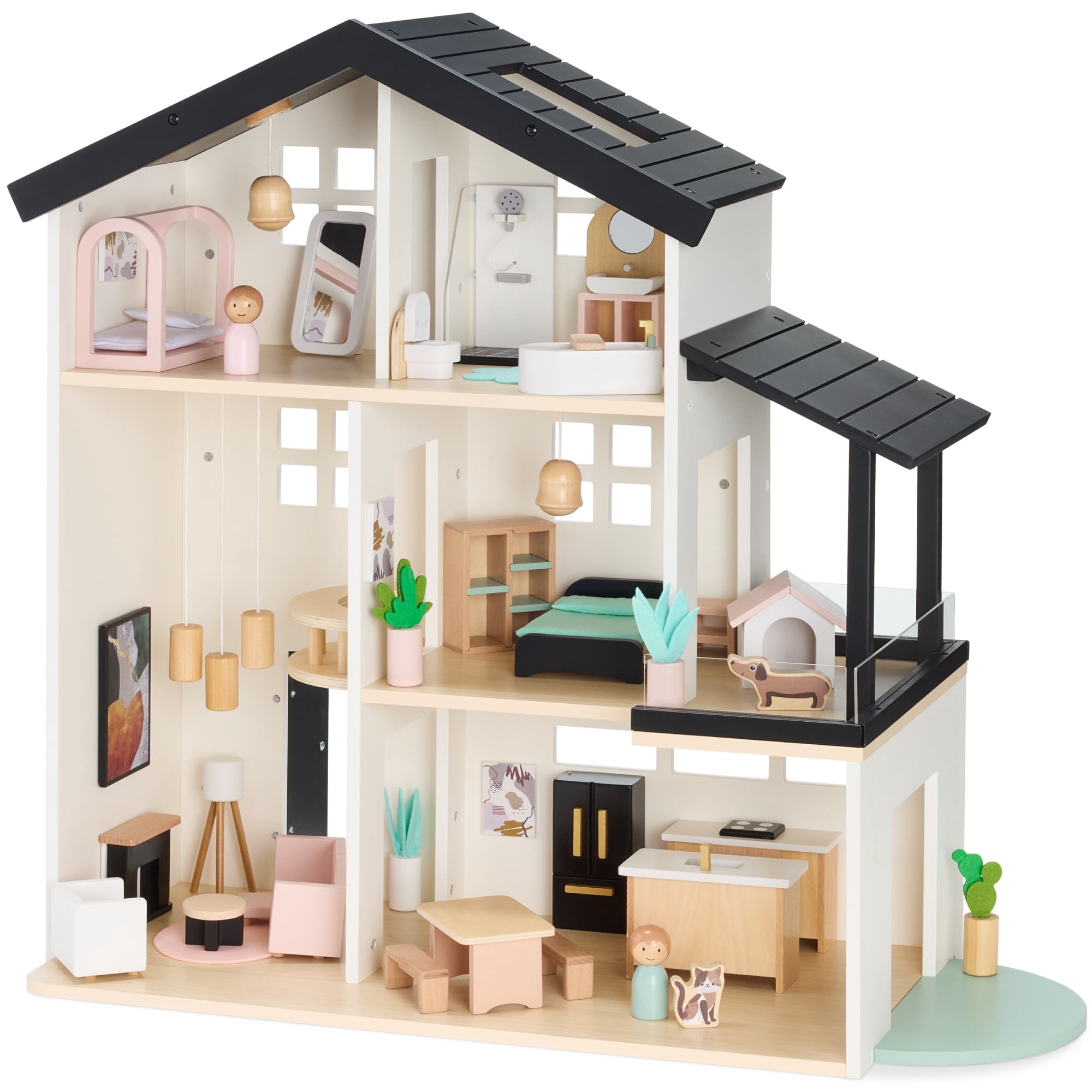 Little Tikes Wooden Playhouse Stack 'N Style Dollhouse with 14