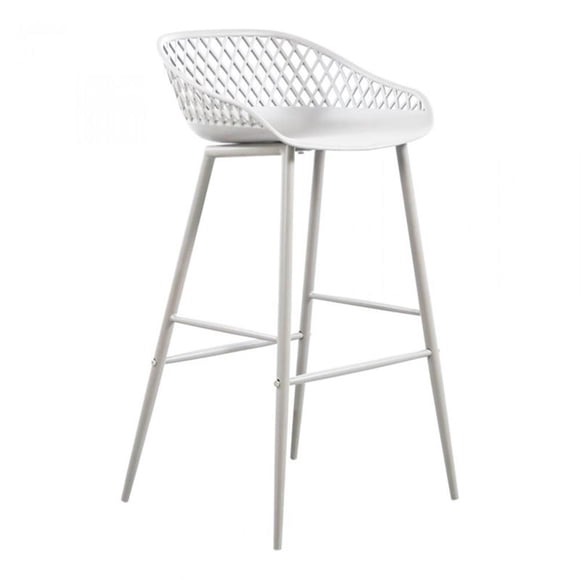 Moe's Home Collection Piazza Tabouret de Bar d'Extérieur Blanc - Ensemble de Deux