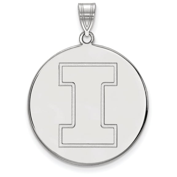 14k White Gold LogoArt University of Illinois Letter I Extra Large Disc Pendant Q4W069UIL
