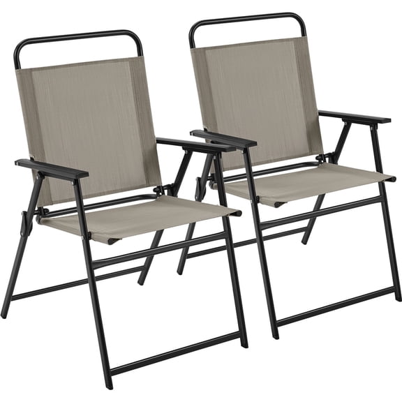 Yaheetech Folding Patio Dining Chairs with Armrests for Garden, Yard, Lawn, Set of 2, Brown