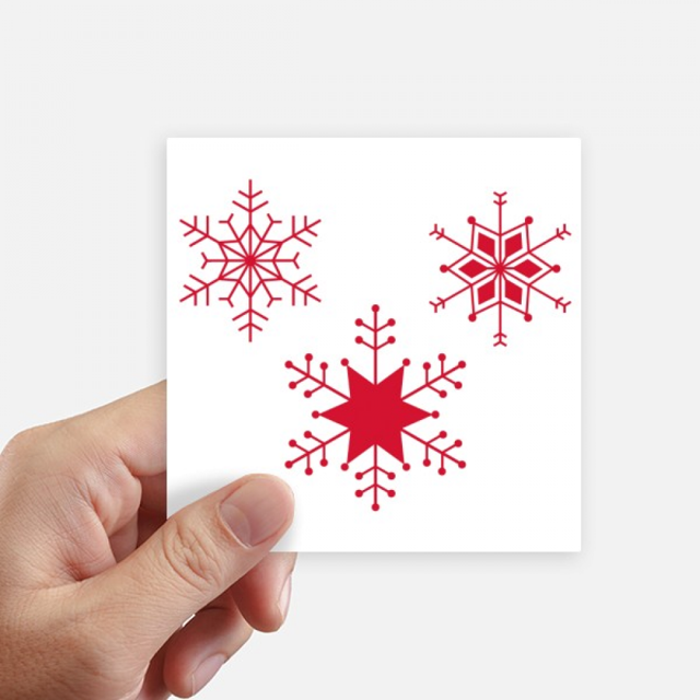 Festival de Navidad copo de nieve Rojo Pegatinas de pared cuadrado de 10 cm maleta portatil Motobike Decal 8pcs