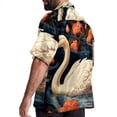 thumbnail image 3 of Swan Men's Poplin Shirt, Casual Short Sleeve Printed Button Down Summer Beach Unisex Shirts, 3 of 6