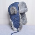 thumbnail image 3 of Unisex Men Women Russian Trapper Hat Bomber Blue, 3 of 4