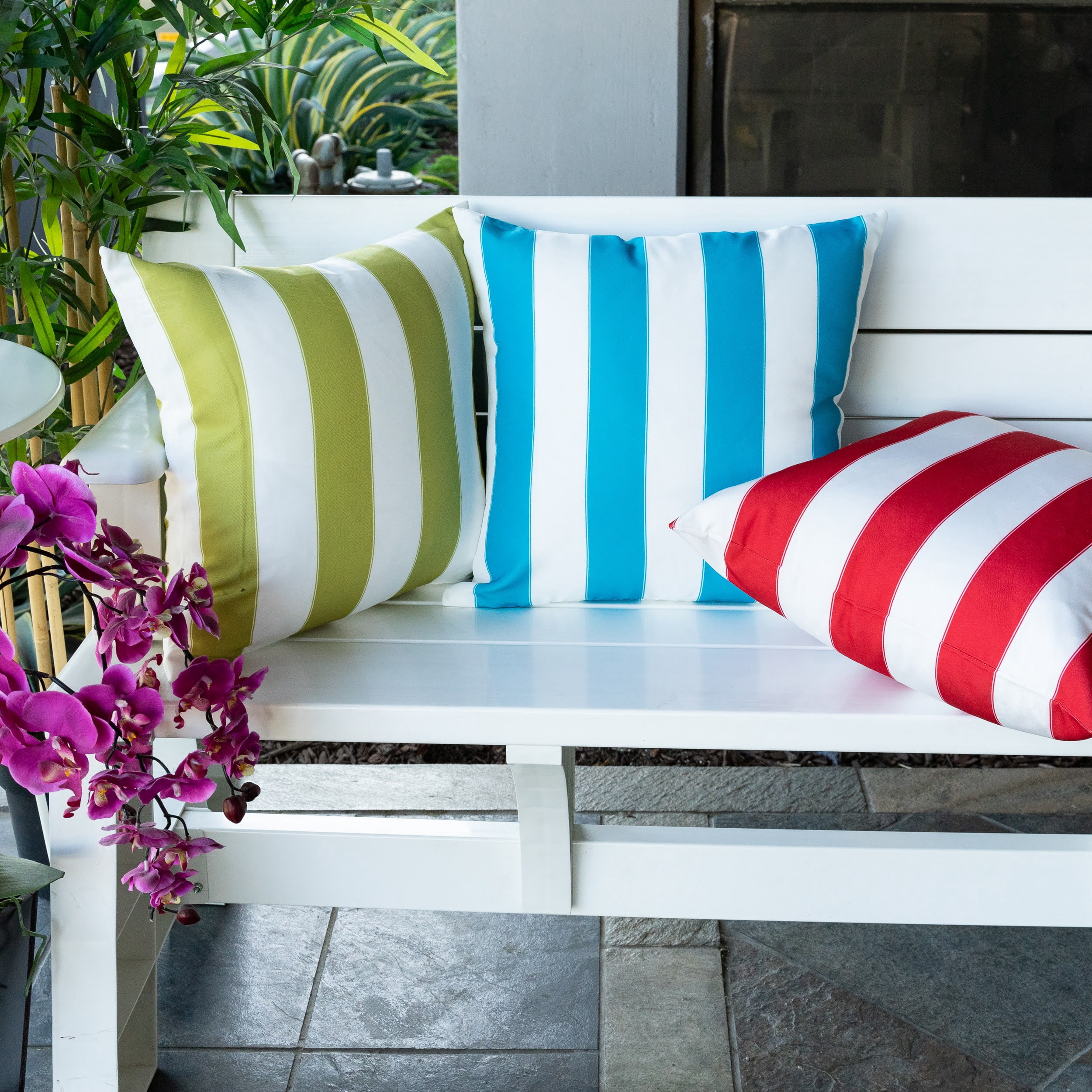 Bailey Aqua Square Outdoor Throw Pillow