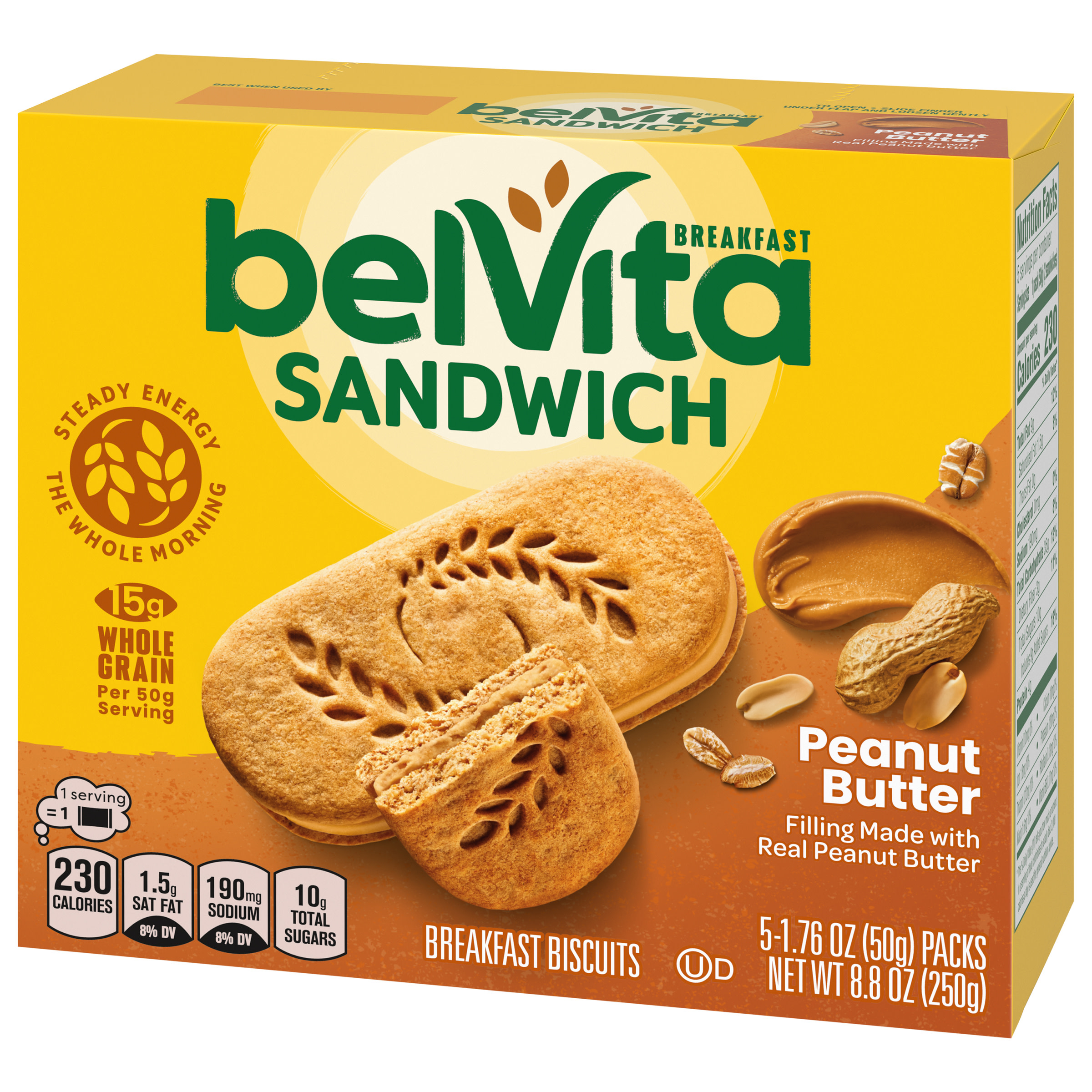 belVita Sandwich Peanut Butter Breakfast Biscuits, 5 Packs (2 ...