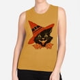 thumbnail image 2 of Vintage Witch Cat Women's Muscle Tank Small Antique Gold, 2 of 5