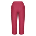 thumbnail image 4 of WIZUTIZ Womens Work Pants Classic Leisure Loose Wide Leg Sweatpants Elastic Spandex High Waist 7/8 Length Palazzo Pants Solid Asymmetrical Cropped Palazzo Pants for Teen Girls Running Birthday Pink, 4 of 4