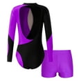 thumbnail image 3 of MSemis Kids Girls Rhinestone Long Sleeve Gymnastics Leotard Skating Ballet Dance Outfit Set, 3 of 4