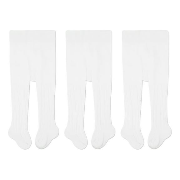 CozyWay Cable Knit Cotton Leggings/Tights for Toddler Girls, 3 Pack, White, 2-4 Years Old