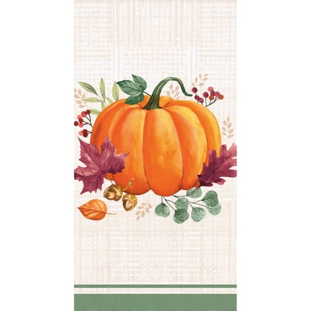 Creative Converting Harvest Wishes Thanksgiving Pumpkin Paper Guest Towels, 48 ct