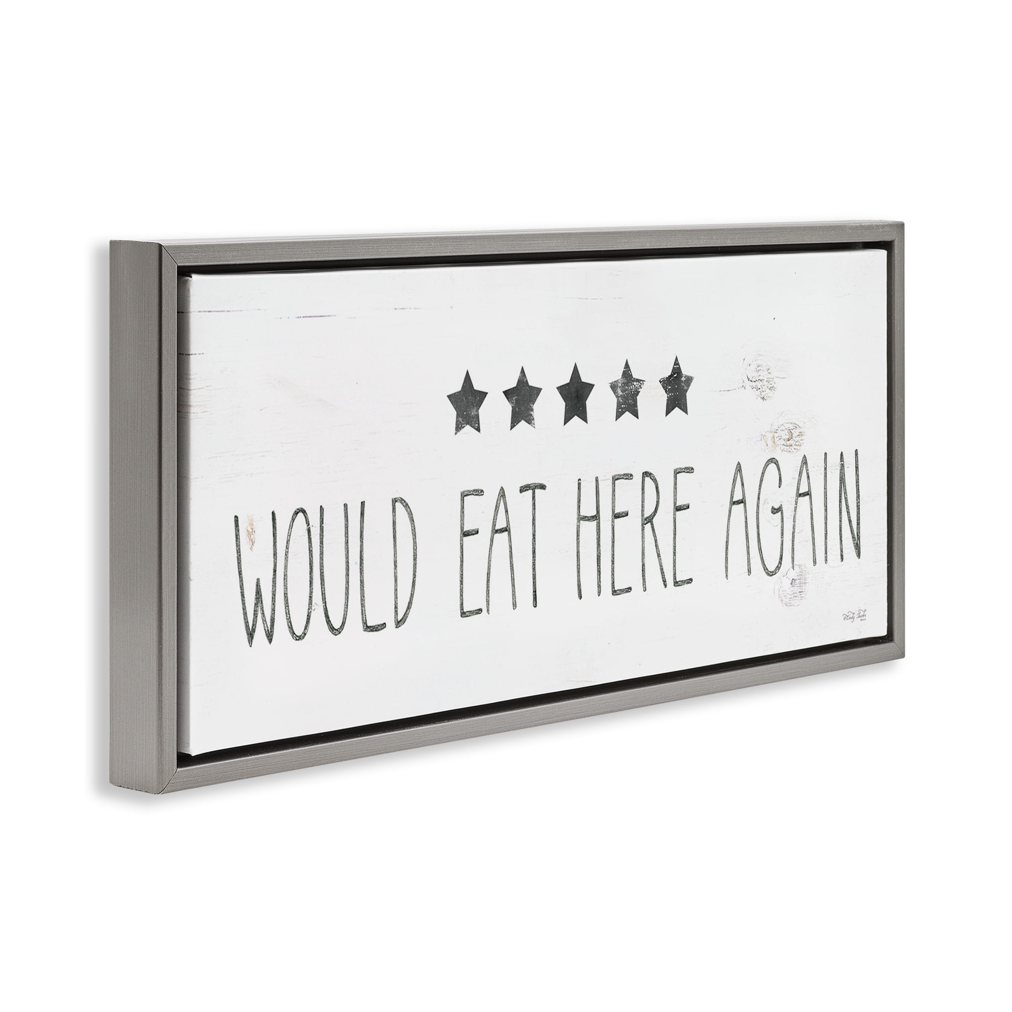 Stupell Industries Five Stars Kitchen Food & Beverage Painting Gray Floater Framed Art Print Wall Art, 25 x 11
