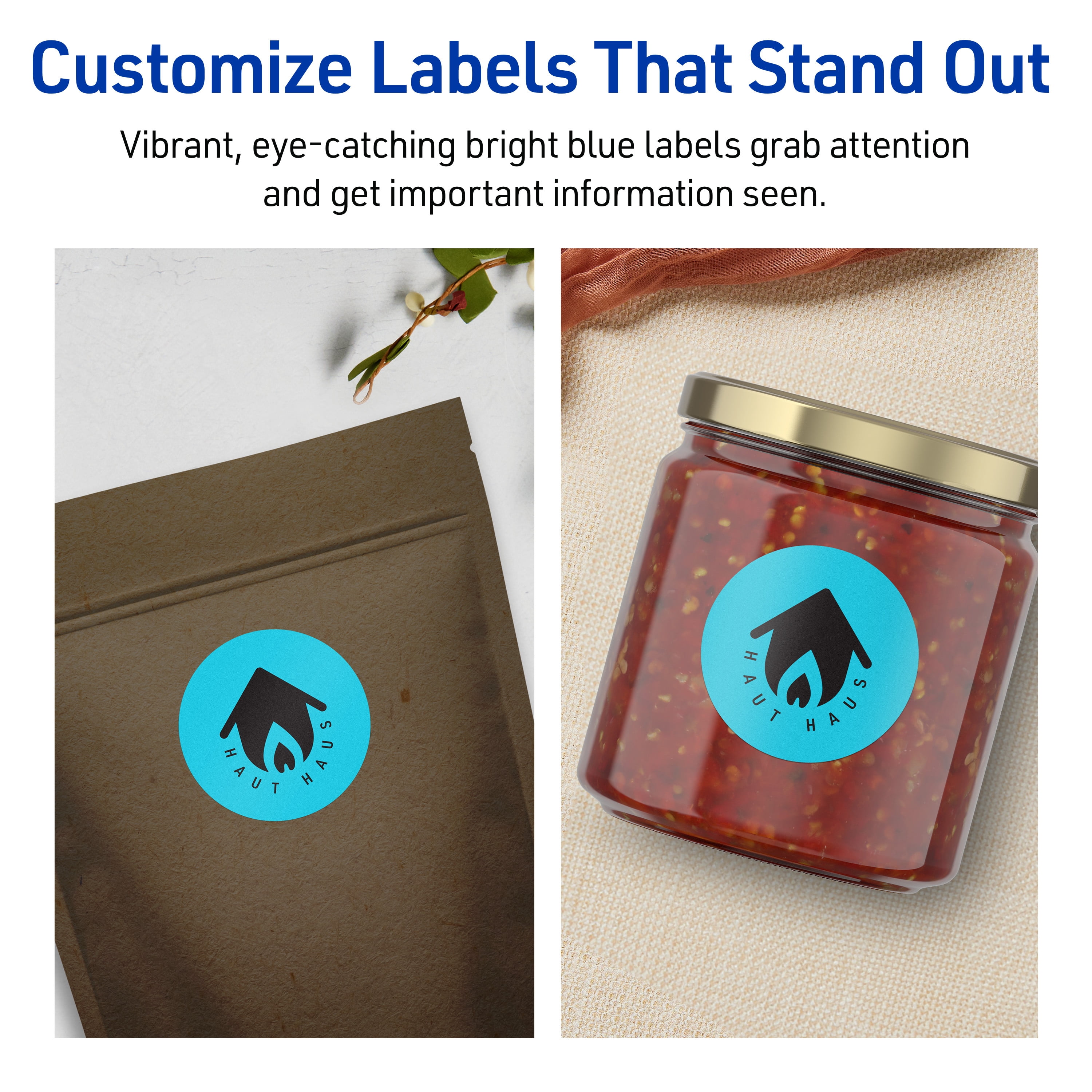 Avery Printable Round Labels, Bright Blue, 2" Diameter, 960ct