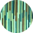 thumbnail image 1 of Ahgly Company Indoor Round Abstract Turquoise Blue Contemporary Area Rugs, 6' Round, 1 of 4