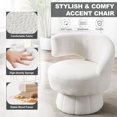 thumbnail image 4 of Round Swivel Chair,Modern Accent Chair,Comfy Barrel Chair,Fuzzy Teddy Upholstered Armchair for Living Room,Bedroom,Office,Waiting Room (White Left), 4 of 18