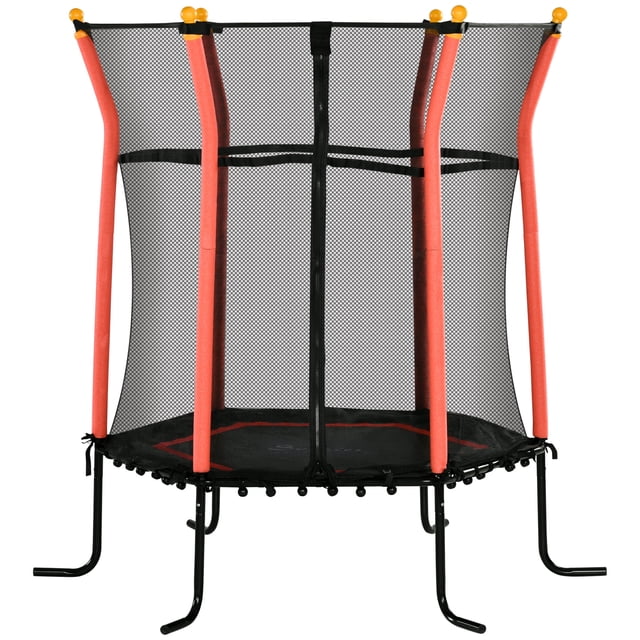 Soozier Trampoline pour Enfants de 63 Pouces avec Filet de Protection pour l'Intérieur, Rouge