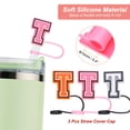 thumbnail image 3 of 3 piezas de accesorios de taza con encanto de flor con 3 tapas de paja de letra T de 10 mm para taza de tumbler, 3 of 4