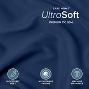 Bare Home Pillow Sham Set - Premium 1800 Collection - Double Brushed - Euro, Dark Blue