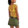 thumbnail image 4 of xiaxaixu Hauts Courts pour Femmes, Manches Courtes Col en U Transparent Couleur Unie Décontracté Fête Rue Été Crop Shirt, 4 of 6
