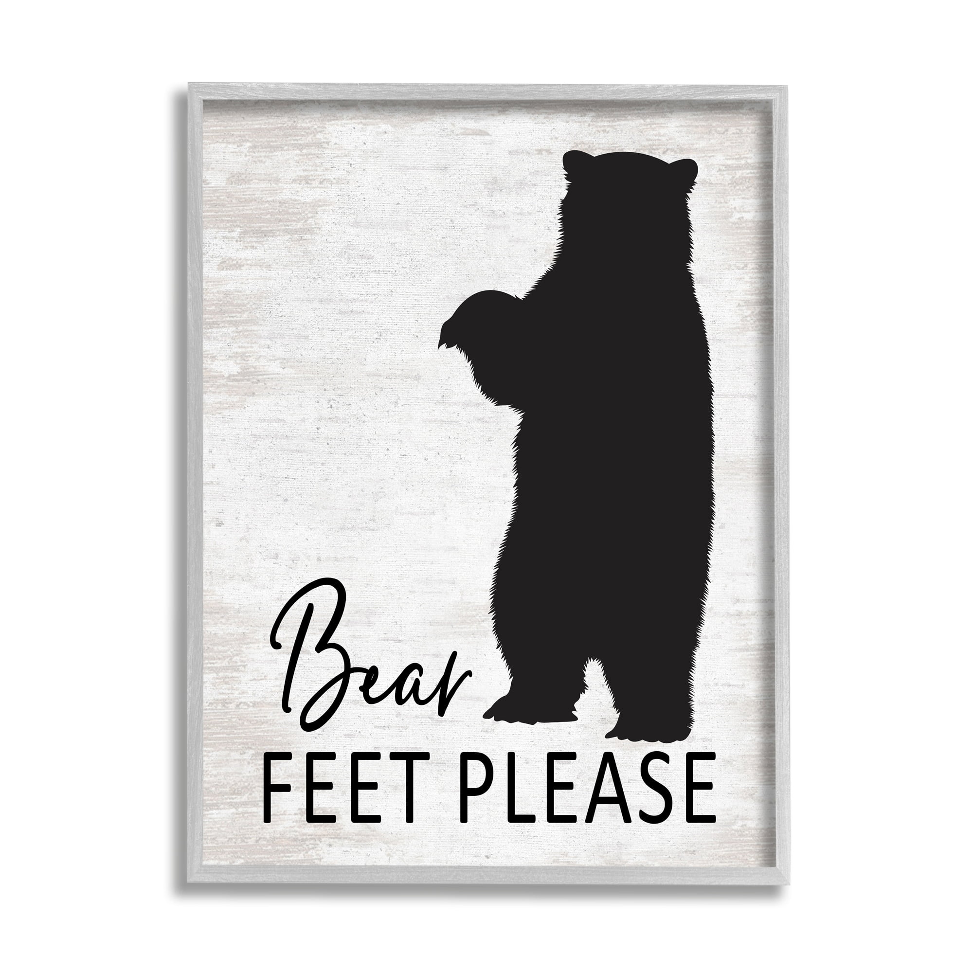 Stupell Industries Bear Feet Remove Shoes Cabin Entrance Sign Graphic Art Gray Framed Art Print Wall Art, Design by Lettered and Lined