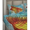 thumbnail image 5 of Ambesonne Fish Fitted & Top Sheet Set with Shams, Stained Glass Mosaic Fish Art, Orange and Blue, 5 of 7