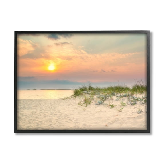 Rising Sun Seaside Beach Morning Coastal Photograph Black Framed Art Print Wall Art