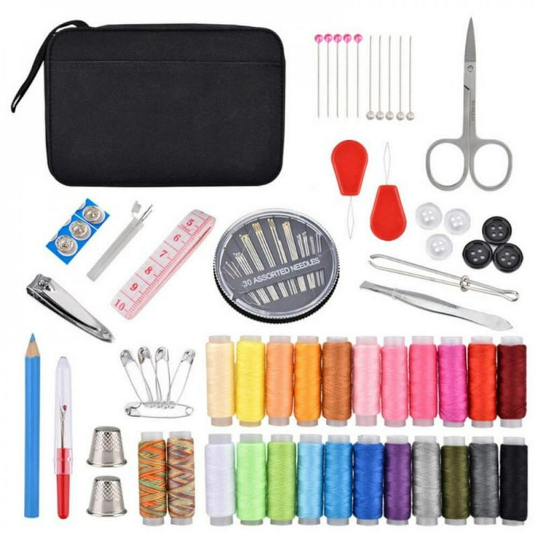 Kibhous Household Portable Sewing Kit with Case, 115 Pieces Sewing  Supplies, Sewing Set Multi-function Sewing Needle Box Set, Black