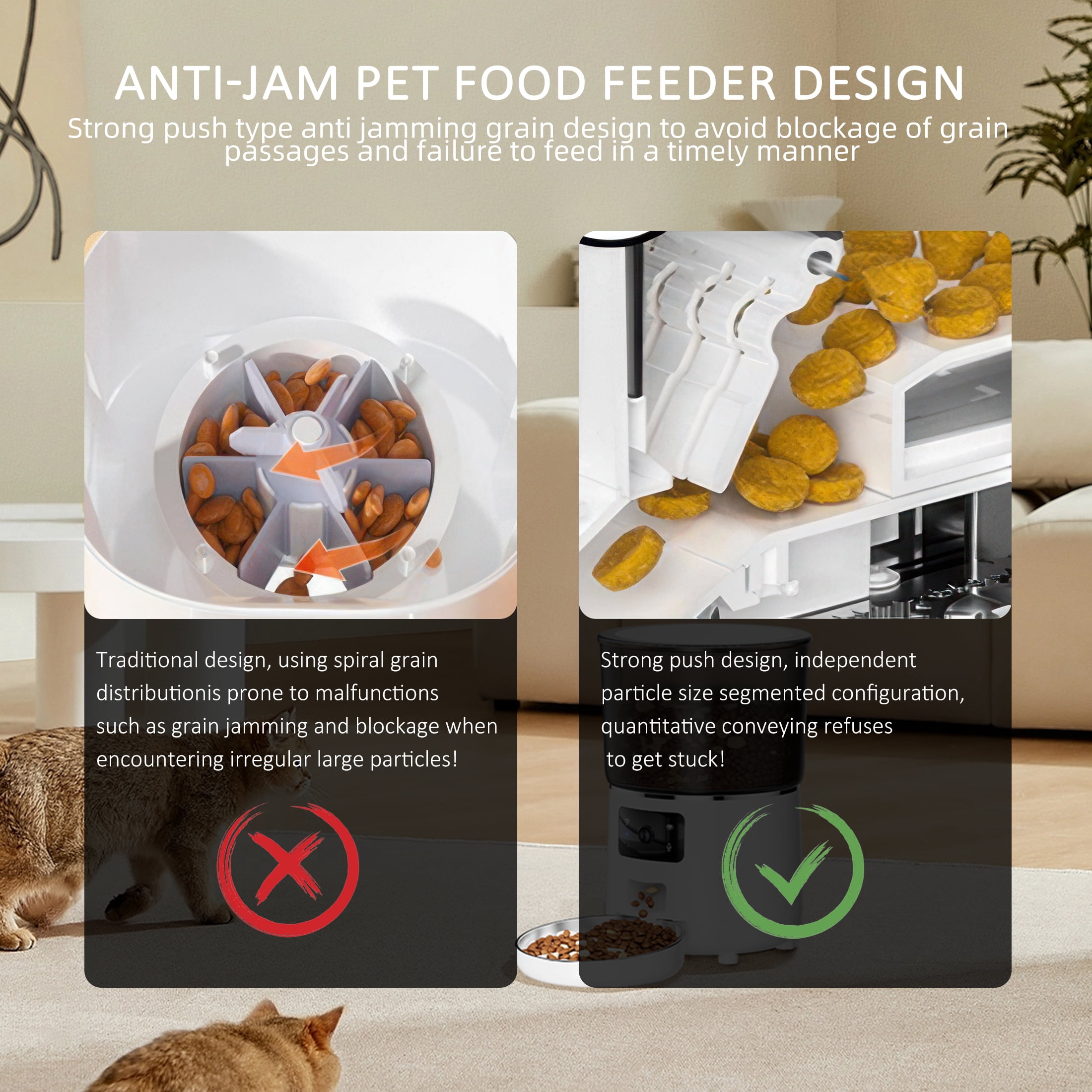 Automatic Cat Feeders with 304 Stainless Steel Bowl,4L Automatic Cat Food Dispenser with 1080P Camera,Tuya 2.4G&5G WIFI APP Remote Timed Feeding with Voice Call,Dual Power Supply