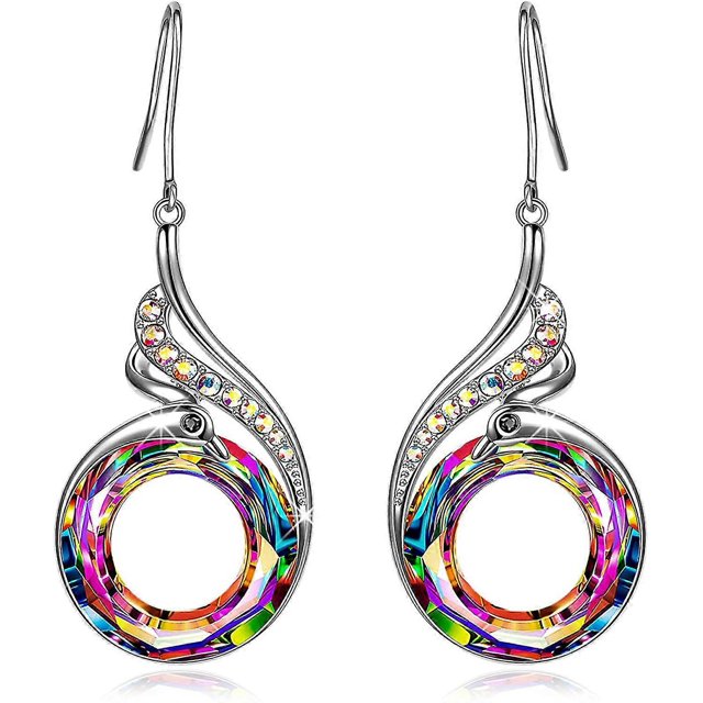 Pendientes para mujer, joyas, regalos para ella, pendientes colgantes para niña, cristales de Austria, San Valentín, día de la madre, Navidad, aniversario, cumpleaños, cristal Vitrail mediano