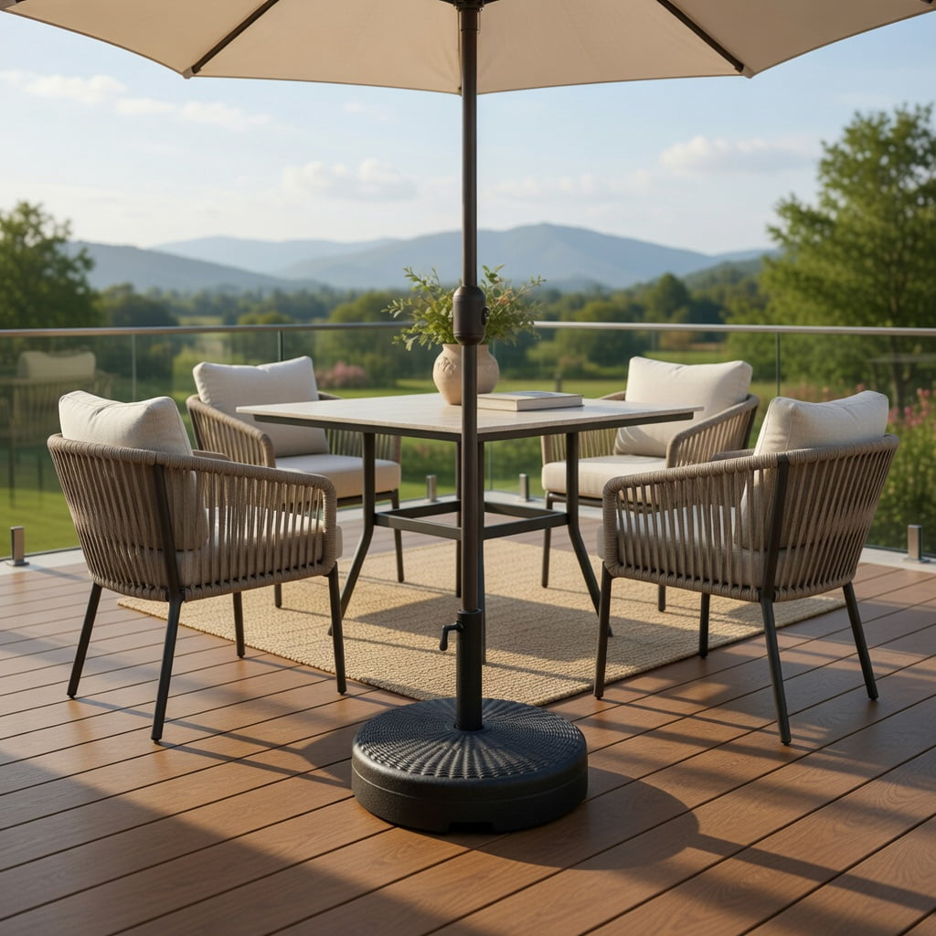 Resenkos Outdoor Umbrella Base, 18 Inch Fillable Heavy-Duty Round Umbrella Base Stand, Black
