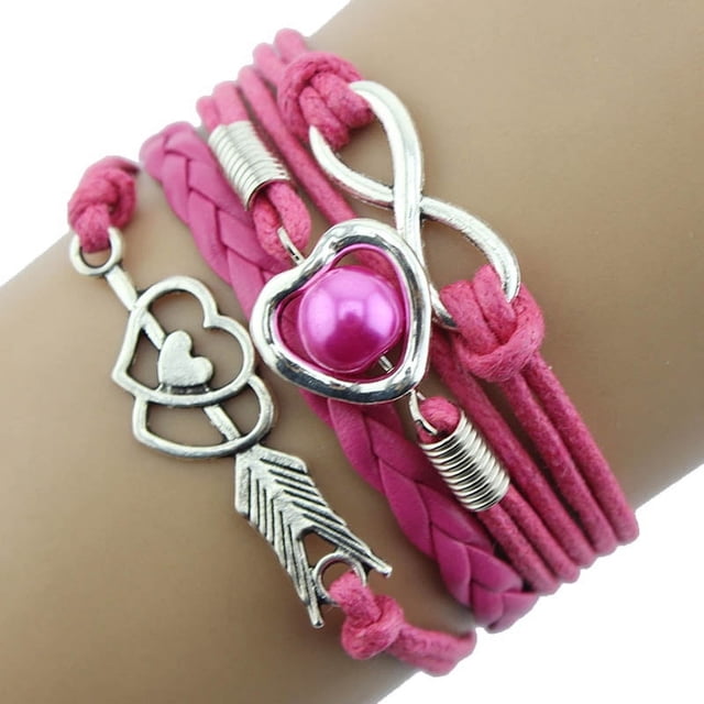 Fiudx Pulsera de Perlas de Corazón, Diseño de Cuero Antiguo, Elegantes Materiales de Aleación y Cuerda, Regalo Único de Amistad, Accesorio de Moda para Diversas Ocasiones, Perfecta para Coleccionista