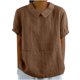 thumbnail image 1 of Vestidos Casuales Para Mujer, Blusas De Mujer De Moda Camisa de lino lisa de verano para mujer, con cuello de muñeca y solapa suelta, bonita, 1 of 6