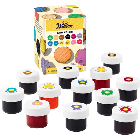 Wilton Edible Gel Food Coloring Set for Cake Decorating & Baking Variety Pack of 12 Each Jar 0.5 Oz.