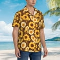 thumbnail image 3 of Sikiie Vintage Wood Grain Sunflower A Print Men's Hawaiian Shirt, Summer Beach Button Pocket Short Sleeve T-Shirt,X-Large, 3 of 7