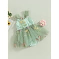 thumbnail image 3 of TSEXIEFOOFU Baby Girls Romper, Sleeveless Embroidery Flowers Butterfly Tulle Patchwork Dress, 3 of 9