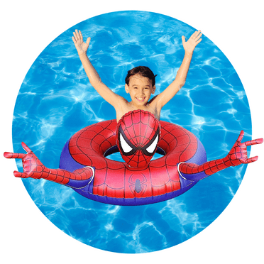 NinoStar Superhero Pool Float Ring Inflatable Swimming Pool Tube for Kids and Teens Red 30 inches