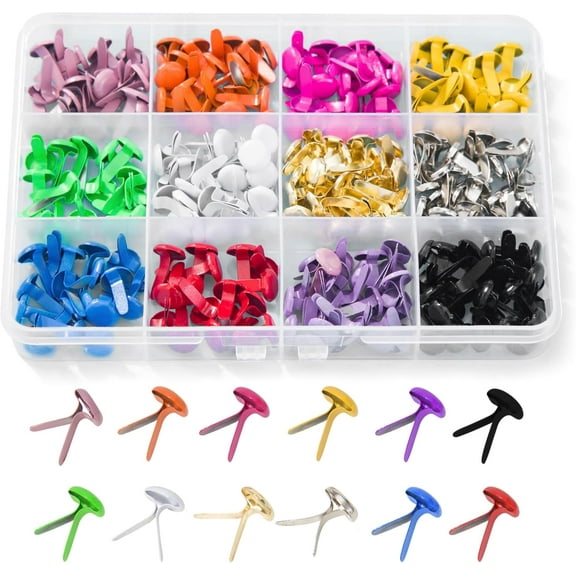 180pcs Brads for Paper Crafts，12 Colors Brads Paper Fasteners Metal Paper Fasteners Mini Brads for DIY Crafts Projects Scrapbooking Split Pins