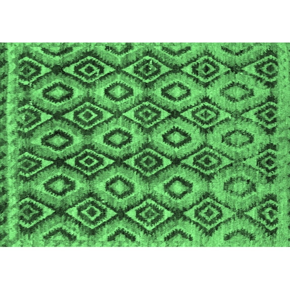 Ahgly Company Indoor Rectangle Abstract Emerald Green Modern Area Rugs, 6' x 9'