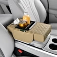 thumbnail image 1 of Car Center Console Cover, PU Leather Armrest Cushion Organizer with Double Cup Holder and Storage Box, 1 of 7