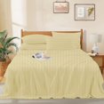 thumbnail image 3 of 100% Egyptian Cotton Bed Sheets - 1000 Thread Count 4-Piece Full XL Sheet for Bed, Sateen Weave, Luxury Hotel Sheets, Fits Mattress Upto 18" Deep Pocket - Full XL Size - Ivory Stripe, 3 of 8