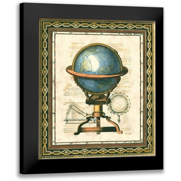 Vision Studio 12x14 Black Modern Framed Museum Art Print Titled - Traditional Globe II