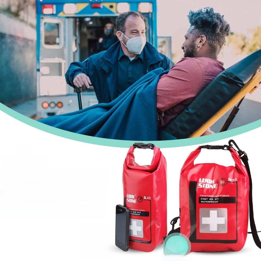 2L Red Waterproof Emergency Storage Bag - Durable Outdoor Gear for Hiking, Camping & Home Use, Portable Medical Kit Organizer with Unisex Design, Ideal for Keeping First Aid Supplies Dry During