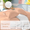 thumbnail image 3 of Peach Fuzz Duvet Cover Set, Modern Pure Peach Fuzz Soft Duvet Cover Twin Size Bedding Set 4 Pieces, 1 Quiltcover and 2 Pillowcases with Zipper, 1 Bed Sheet for All Seasons, 3 of 9