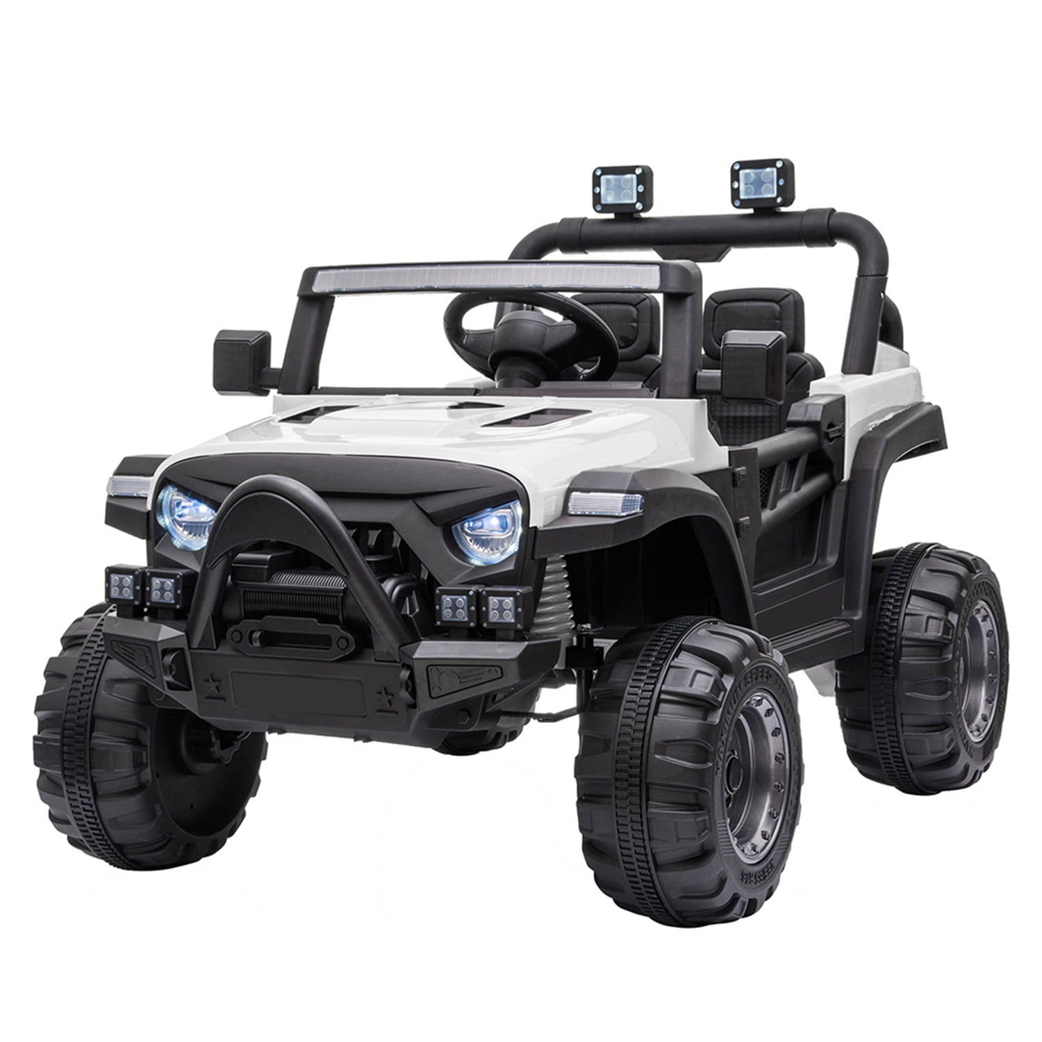 CIPACHO 12 V Electric Motorized Off-Road Vehicle, 2.4G Remote Control Kids Ride On Car with Head/Rear Lights, Music, Rear Spring Suspension, White CIPACHO 12 V Electric Motorized Off-Road Vehicle, 2.4G Remote Control Kids Ride On Car with Head/Rear Lights, Music, Rear Spring Suspension, White