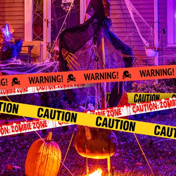 6 Pcs Halloween Decorations Caution Tape, Boriyuan 29.86ft Length Halloween Hazard Warning Tape for Garden Yard, Haunted Houses, Vampire Parties, Halloween Party Decorations